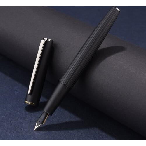 Hongdian A3 Metal Fountain Beautiful Black-golden Nib EF/F 0.4/0.5mm Size Straight Line Writing Ink Pen for Business Office