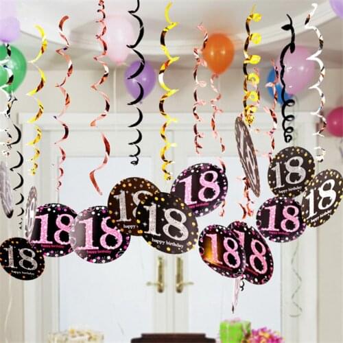 Happy Birthday Spiral 6pcs 18 30 40 50 60 70 Years Old Spiral Ornament Birthday Party Decorations Adult Bachelorette Party Decor