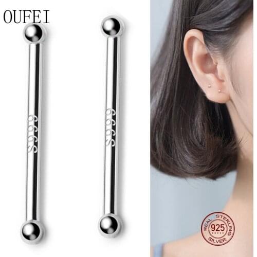 Stud Earring Simple 999 Sterling Silver Earrings For Women Ear Stick Simplicity Fashion Ears Comfortable Fine wholesale Jewelry