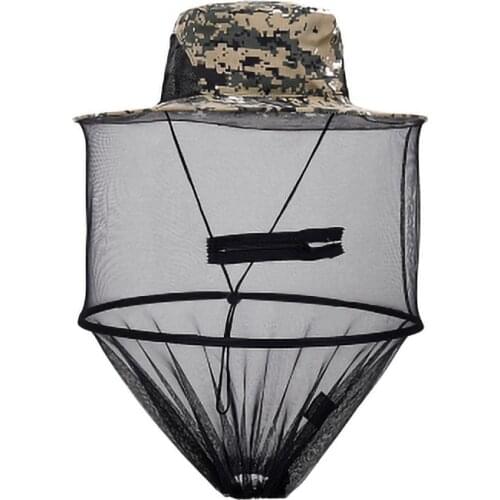 Mosquito Head Net Hat, Sun Hat Bucket Hat with Hidden Net Mesh Mask for Outdoor Fishing Hiking Gardening Beekeeping Men or Women