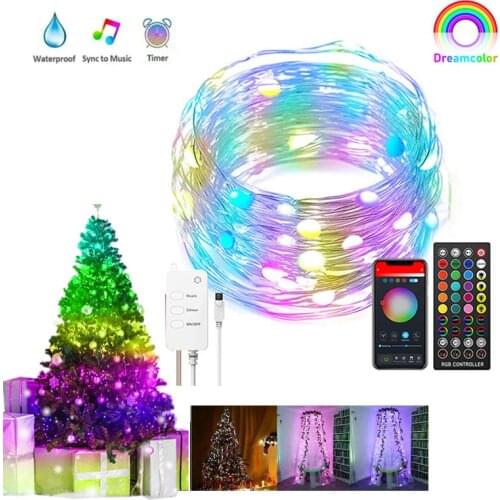 TUYA LED Light String Smart WIFI Lantern Christmas Tree/Curtain Decoration Light Bluetooth Control Four Music Light Modes