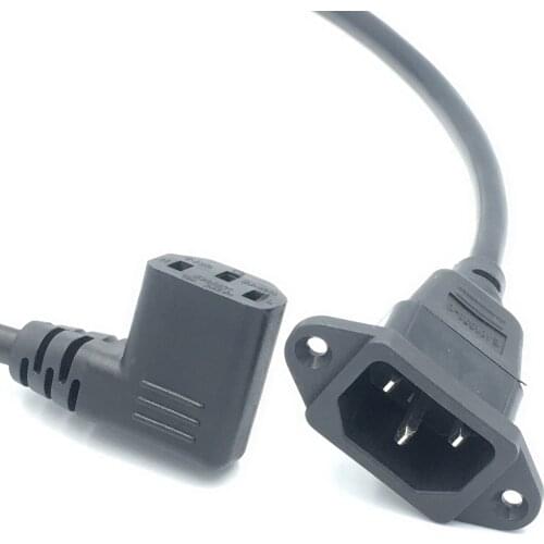 IEC320 C14 to C13 Extension cord,C14 with screw holes and C13 Right Angled Short,60cm lenght,H05VV-F 3G 0.75MM