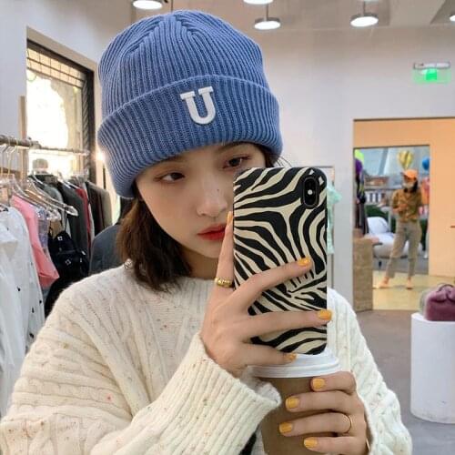 Womens Beanie Hat 2021 Winter New Fashion Cute Cap Ladies Y2K Autumn Casual Keep Warm Multi-color Simple Blue Orange Kawaii