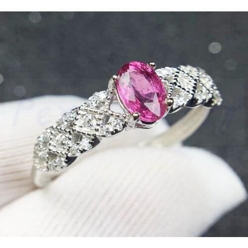 Per jewelry Natural real pink or green tourmaline ring Free shipping 925 sterling silver 0.5ct gemstone Fine jewelry J9011405