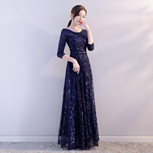Elegant Women Floor Length Cheongsam Classic Embroidery Qipao Stage Show Performance Dresses Large Size XXXL Sequins Clothes