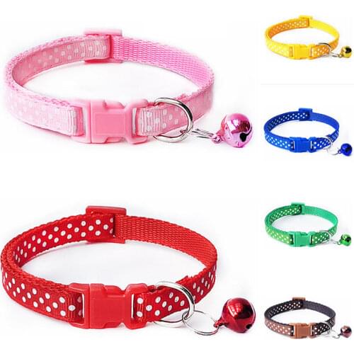 1PC Dot Printed Small Dog Collar Adjustable Cute Cartoon Pet Dog Neck Strap Safety Fashion Nylon Puppy Pet Dog Collar With Bell