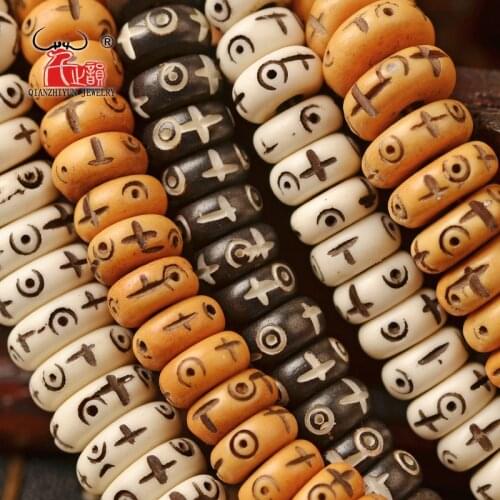 108PCS Natural yak bone bead hand-chain necklace DIY scatter beads Handmade Carved beads for jewelry making 3X8mm 4X10mm hole2mm