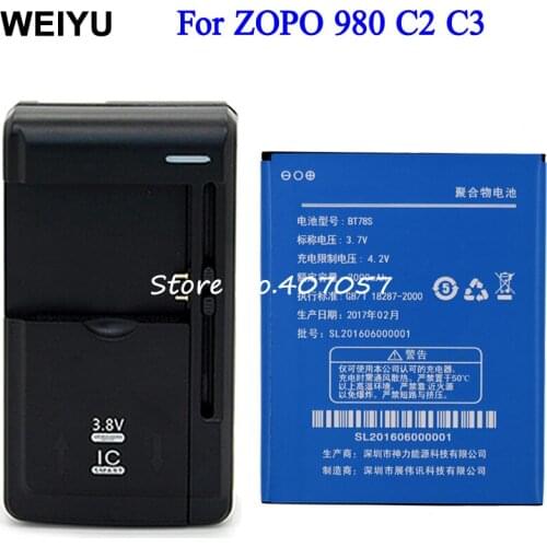 2000mAh BT78S battery for ZOPO 980 C2 C3 2A ZP980 ZP980+ + Universal charger