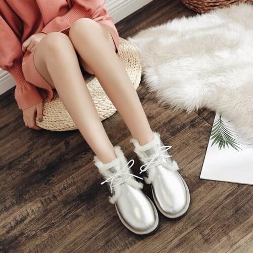 2021 Best Genuine Sheepskin Leather Woman Snow Boots 100% Natural Fur Snow Boots Warm Wool Womens Winter Boots