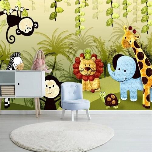 Milofi custom 3D wallpaper mural cute hand-painted forest animal living room bedroom background wall decoration painting wallpap