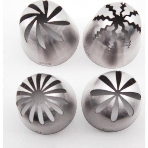 4Pcs Big Size Rose Nozzles Icing Piping Stainless Steel Cream Cake Russian Partry Tips Cupcake Decorating Baking Tool