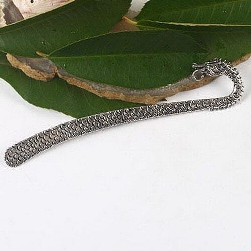 5pcs Tibetan silver 2sided dragon craft bookmarks h3070