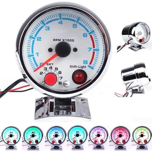 Car 0-11000 RPM Stepper Motor Tachometer Gauge Shift Light Auto Car tacometro RPM Gauge Meter moto 7 colors 3.75 Inch 95mm