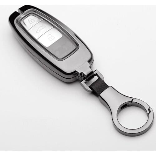Car Galvanized Alloy Key Case Cover Chain For Audi A8 A7 A6 Q8 2018 2019 Q7 TT A4 B9 A7 TDI Quattro TTS Sline Accessories