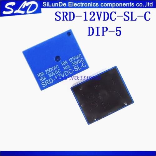 Free Shipping 20pcs/lot SRD-12VDC-SL-C 12VDC 5-pin 12V 10A DC12V new and original in stock