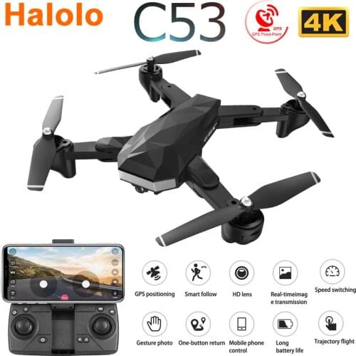 C53 5G GPS WiFi FPV RC Drone with 4K HD Dual Camera Follow Me Optical Flow Foldable Professional Helicopter Quadrocopter Kid Toy