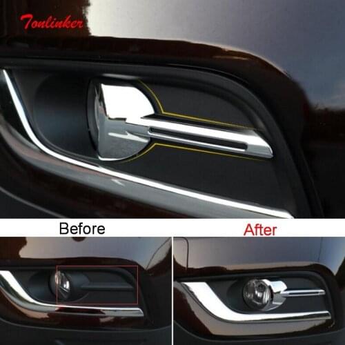 Tonlinker Exterior Front fog light Cover Case Stickers for Renault Koleos 2017-20 Car Styling 2 PCS ABS Chrome Cover stickers