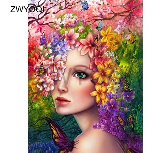 Full Square Diamond mosaic Flower girl lily Full Round Diamond embroidery Flower girl 5D DIY Diamond painting Cross stitch girl