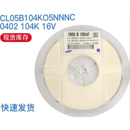 MLCC CL05B104KO5NNNC 104KA 104KB CL05A104KB Ceramic capacitor SMD-0402 100nF / 16V 10V 6.3V 25V 50V X7R X5R K + -10%, RoHS