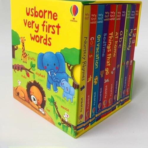 10 Books/Set USborne Very First Words Board Book Educational Toys for Children English Books for Children Baby English Books