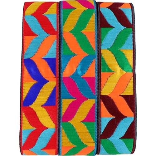 3 Yards 3.3cm Embroidered Ribbon Retro Jacquard Lace Trim For Apparel Curtain Bags Hat Decoration Sewing Headwear Fabric