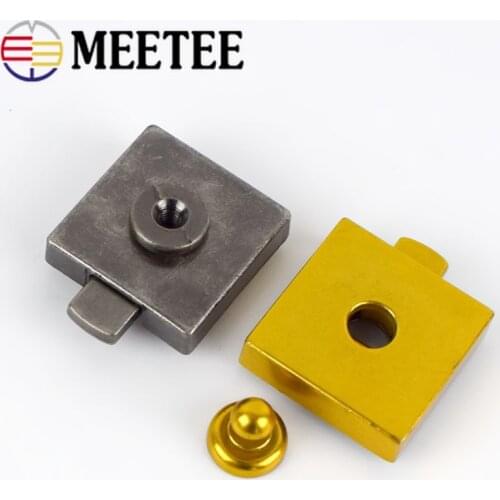 Meetee Square Bag Locks Metal Handbag Pushed Lock Snaps Clasp for DIY Replacement Purse Invisible Closure Leather Accessories