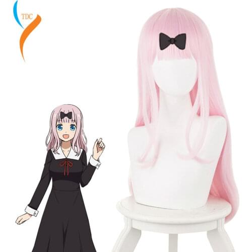 New Fujiwara Chika Wig Kaguya-sama Love is War Long Light Pink Natural Wave Synthetic Cosplay Wig For Girls Women