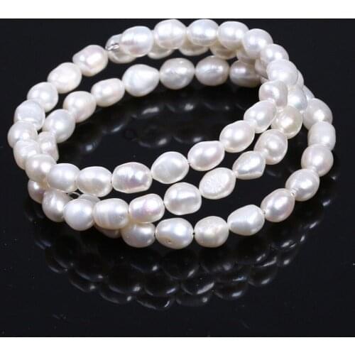 NEW White Natural Freshwater Pearl Bracelet Jewelry three-layer Wrap Bracelet