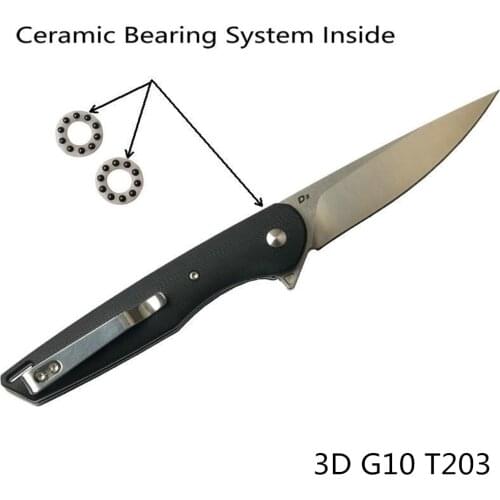 TITANOBOA New T203 Ceramic Ball Bearing D2 Blade G10 Handle Camping Kitchen Hunting Outdoor Pocket Fruit EDC Tool Folding Knife