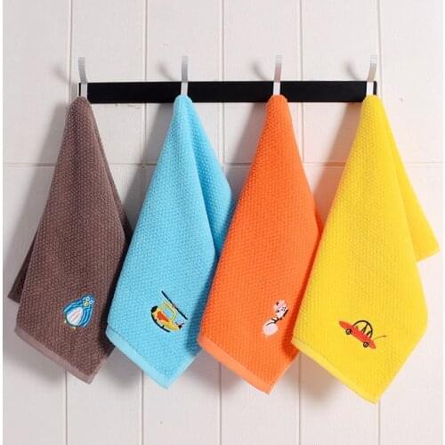 4Pcs 100% cotton face towel 25*50cm soft absorbent childrens honeycomb embroidery cartoon towel home daily gift