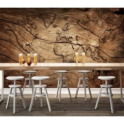 Custom wallpaper vintage wood grain world map background wall living room bedroom TV background mural 3d wallpaper