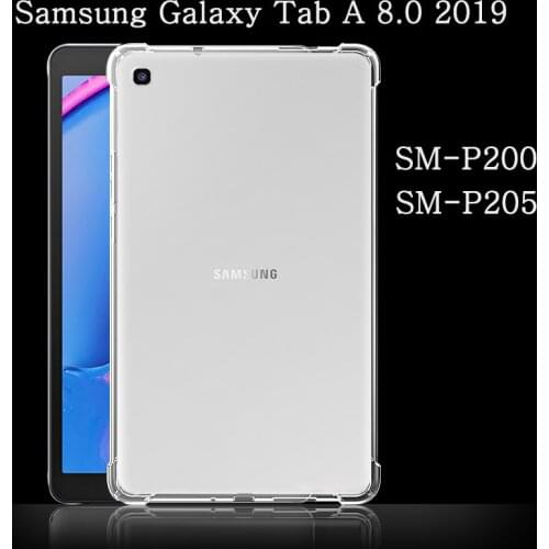 Funda Samsung Galaxy Tab A 8.0 2019 SM-P200 SM-P205 Shockproof Soft Silicone Shell Transparent TPU Airbag Protective Coque Capa