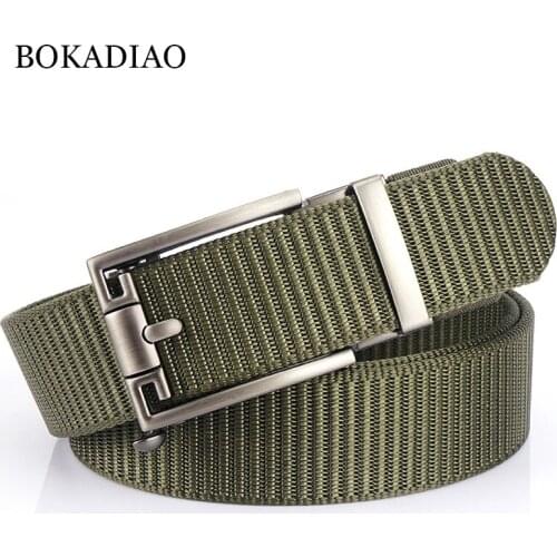 BOKADIAO Men&women Nylon Belt Metal Automatic Buckle canvas belts Outdoor sports Casual jeans waistband Army military male strap