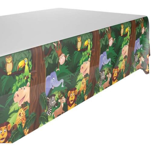 Cartoon Jungle Animal Disposable Party Tableware Sets for Kid Birthday Party Decor Plate Cup Napkin Tablecloth Party Supplies