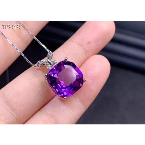 The Best Wedding Gift Amethyst necklace Solid S925 Sterling Silver For Women Colour Gem Stone Fine Jewelry