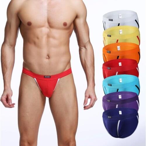 AIIOU Pure Cotton Sexy Men Underwear Jockstrap Gay Briefs Comfortable Breathable Bikini Underpants Solid Male Panties Lingerie
