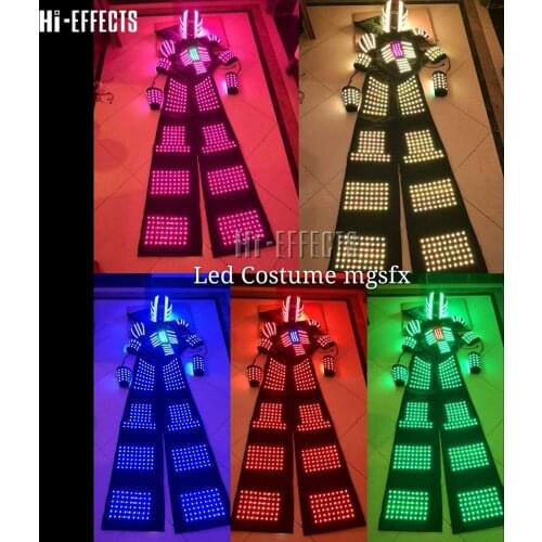 LED robot clothing luminous costume men ballroom stage robot clothes night clubs DJ entertainment show party wear