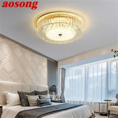AOSONG LED Ceiling Lighting Luxury Crystal Lamp Fixtures Home For Dining Room Decoration