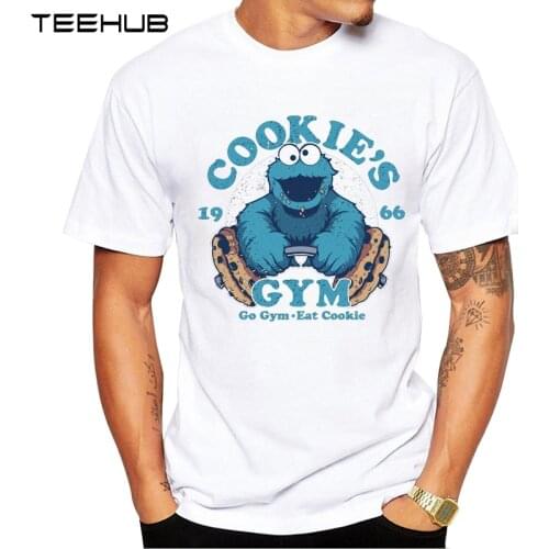 TEEHUB Mens New Fashion Sesame Street Cookie Design Short Sleeve T-Shirt Cool Printed Tops Hipster Tee Shirts