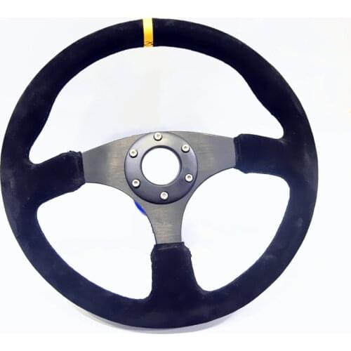 Universal refitting racing 14 inch 350mm flat drift steering wheel / Suede steering wheel