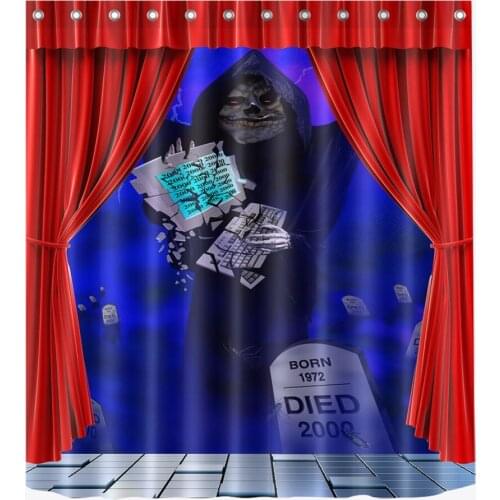 72'' Halloween The Dark Devil Breaks Computers Bathroom Waterproof Fabric Shower Curtain Polyester 12 Hooks Bath Accessory Sets