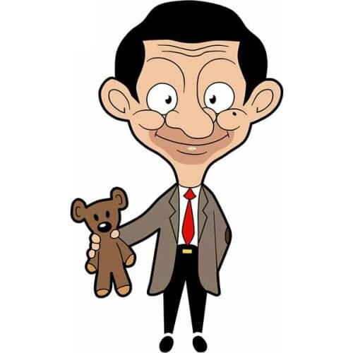 Funny Car Stickers for Mr Bean Cartoon Interesting Decal PVC Material Fashion Waterproof Cover Scratch Car Decoration 7cmX13cm