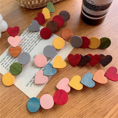 Fashion New 1PC Candy Love Round Hair Clip Retro Hairpin Accessories for Kids Girls Children Wooden Barrette Headdress