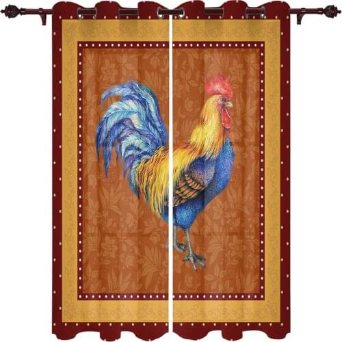 Farm Animal Rooster Wave Point Windows Curtains Living Room Bedroom Kitchen Curtains For Children Drapes
