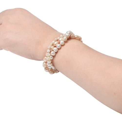 Pick size 7x10mm and 8mm with 3x6 mm Different shapes and sizes With White and orange Freshwater Natural pearl bracelet