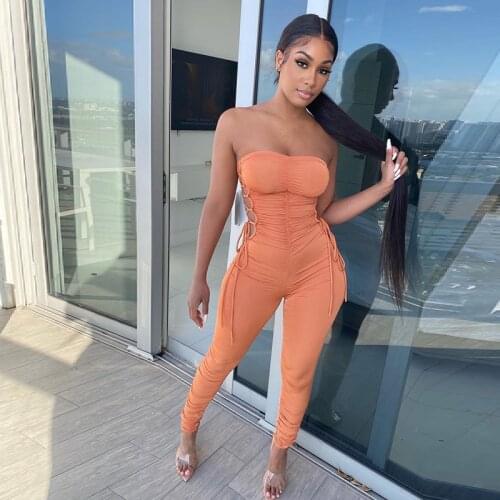 Adogirl Sexy Off Shoulder Women Jumpsuit Hollow Out Bandage One Piece Outfits Bodycon Club Party Backless Overalls Female Street