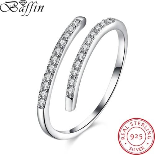 925 Sterling Silver PAVE SILVER Spiral RING With Clear CZ Open Ring Adjustable Jewelry For Women Wedding Party