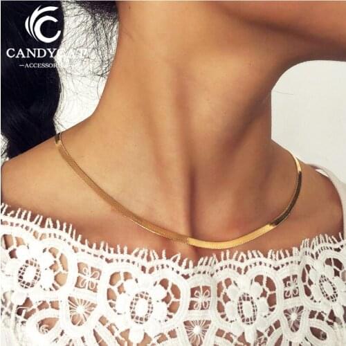 Simple Punk Choker Necklaces Women Minimalist Gold Silver Color Snake Chain Necklace Statement Fashion Jewelry Couple Necklace