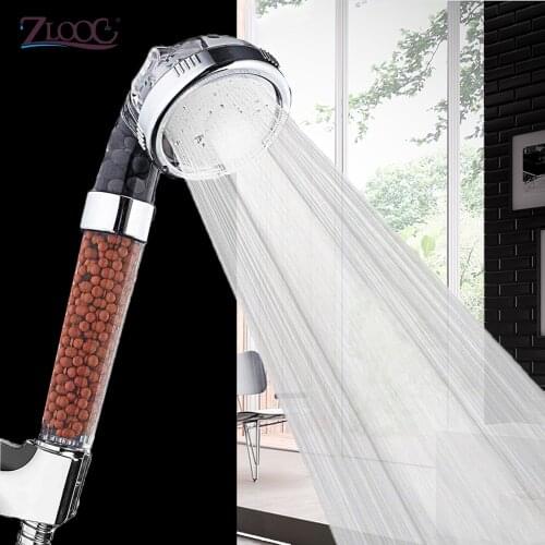Zloog VIP Bathroom 3 modes Adjustable Jetting Saving Water High Pressure Anion Filter Shower Head SPA Nozzle Box Packaging