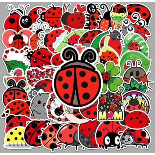 10/50pcs Nature Insect Stickers Animal Ladybug Sticker for Bicycle Luggage Laptop Car Decal Educational Toys Sticker for Kids